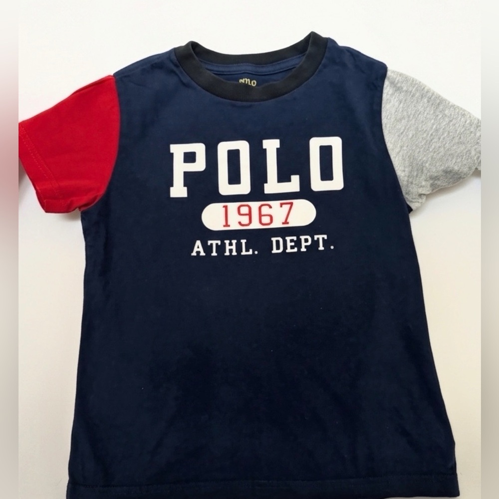 Polo by Ralph Lauren Navy Tee with Red & Gray Sleeves